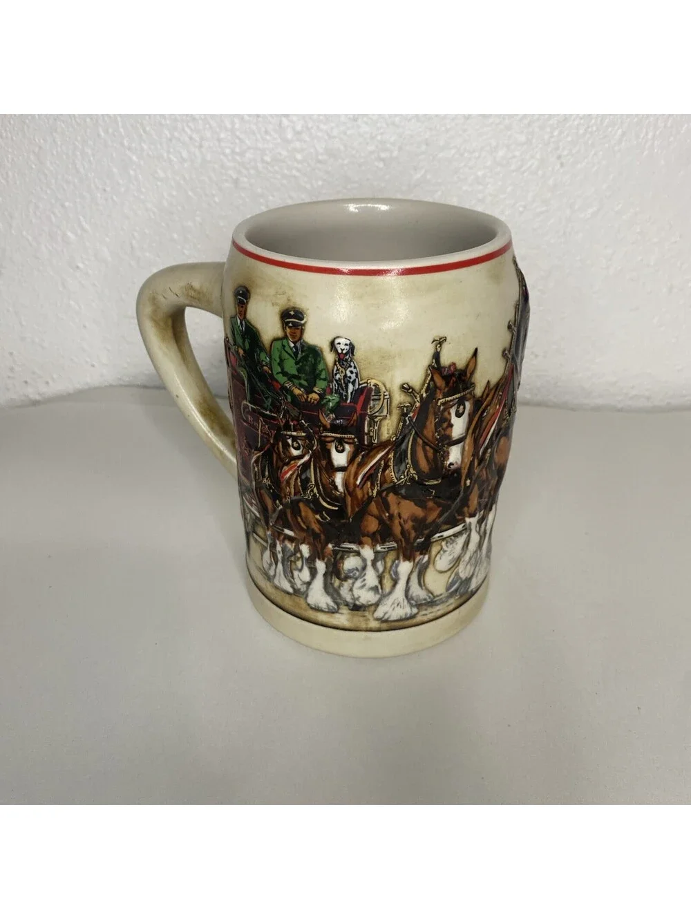 Budweiser Vintage Clydesdales Stein Anheuser-Busch Ceramarte,2 Mugs Excellent